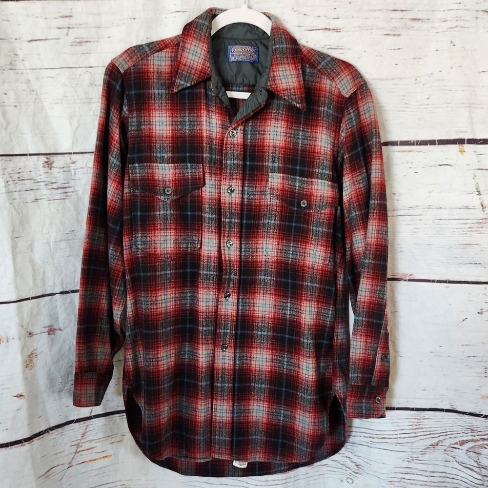 Pendleton Vintage Wool Button Front Shirt Size 15… - image 1